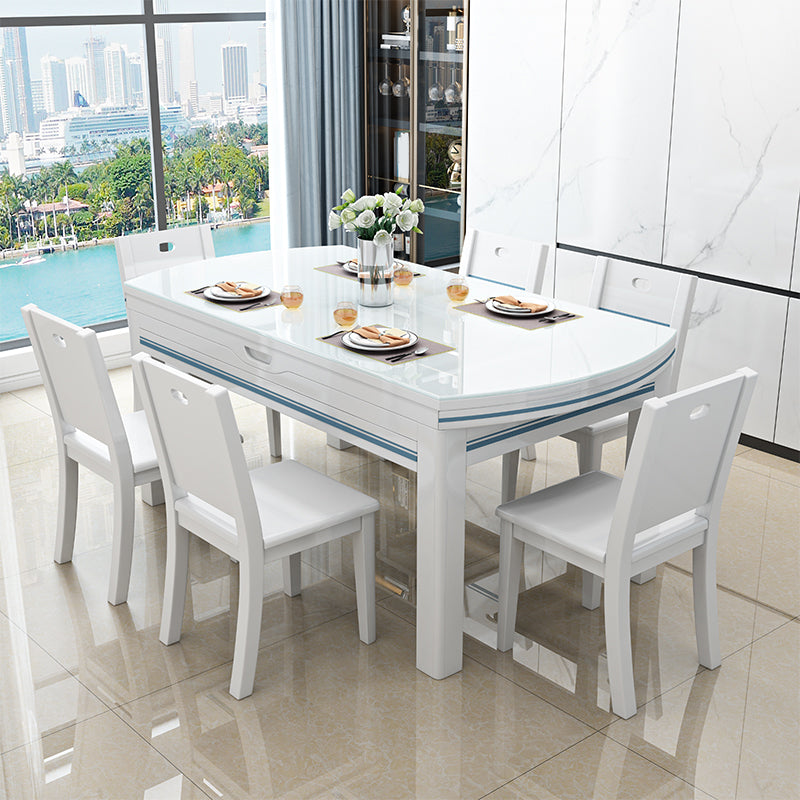 1/5/7 Piece Dining Room Table and Chair Set in White, Contemporary