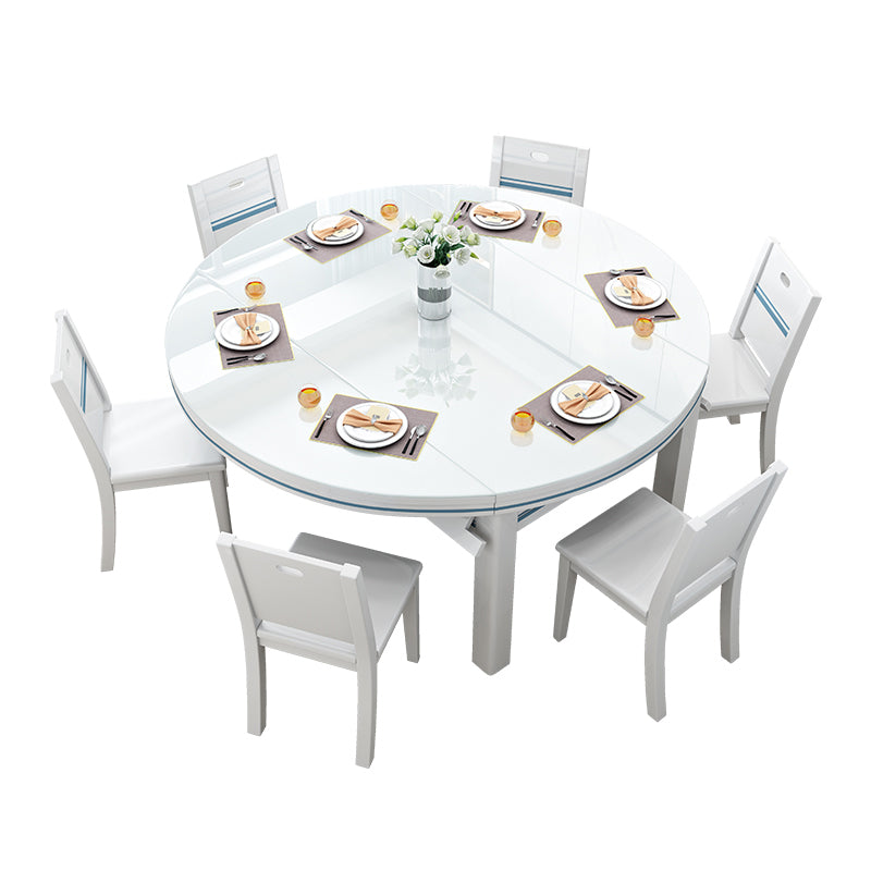 1/5/7 Piece Dining Room Table and Chair Set in White, Contemporary