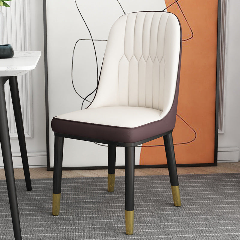 Contemporary Armless Faux Leather and Metal Dining Room Chair