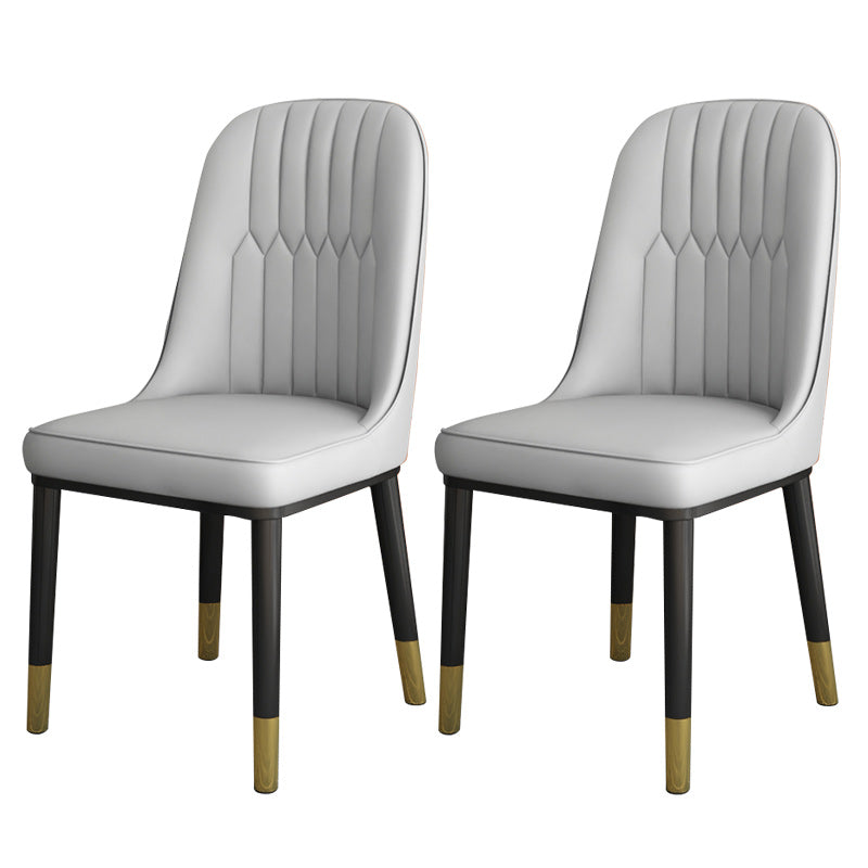 Contemporary Armless Faux Leather and Metal Dining Room Chair