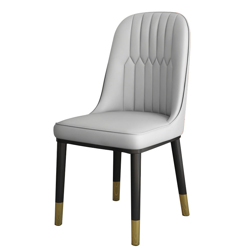 Contemporary Armless Faux Leather and Metal Dining Room Chair