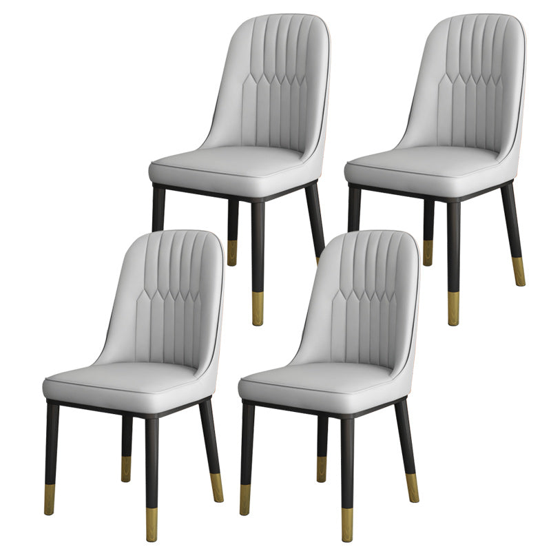 Contemporary Armless Faux Leather and Metal Dining Room Chair