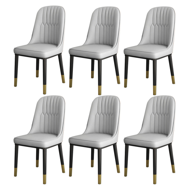 Contemporary Armless Faux Leather and Metal Dining Room Chair