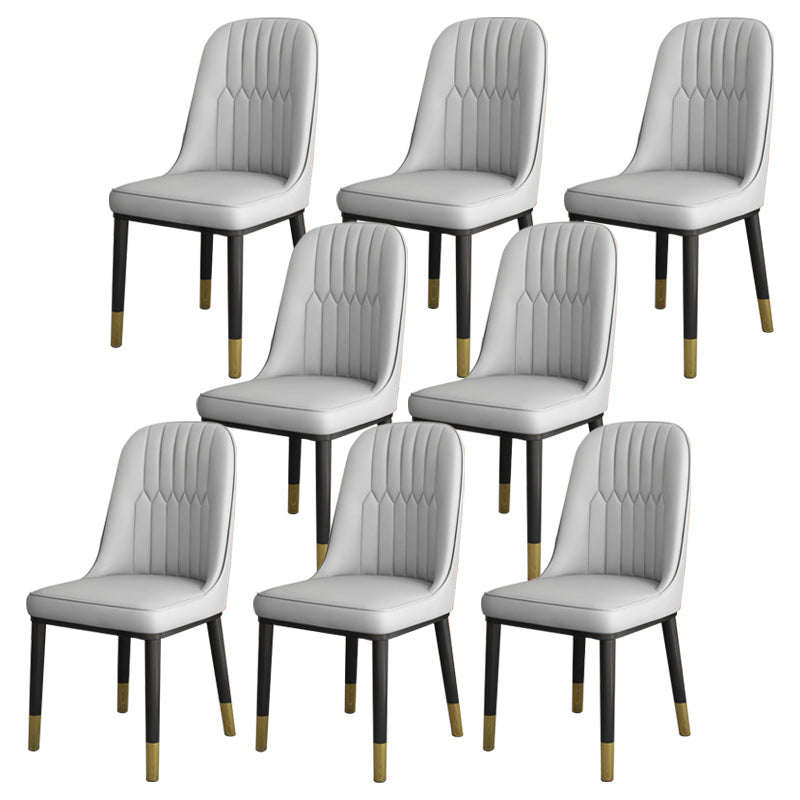 Contemporary Armless Faux Leather and Metal Dining Room Chair