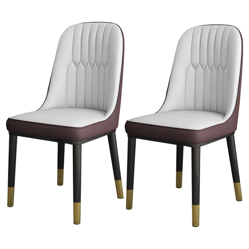 Contemporary Armless Faux Leather and Metal Dining Room Chair