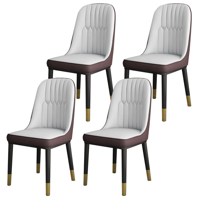 Contemporary Armless Faux Leather and Metal Dining Room Chair