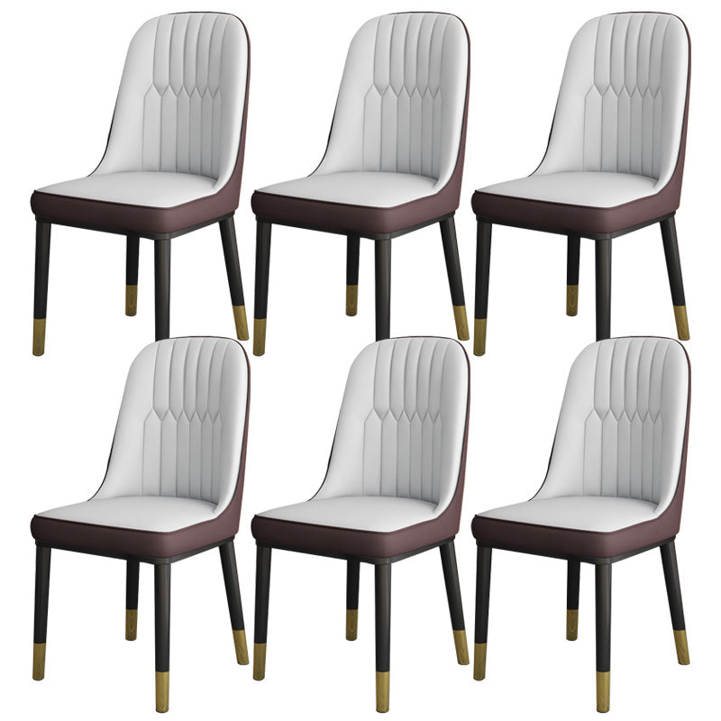 Contemporary Armless Faux Leather and Metal Dining Room Chair