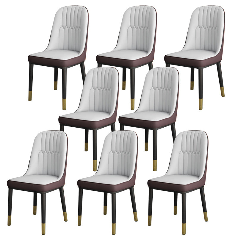 Contemporary Armless Faux Leather and Metal Dining Room Chair