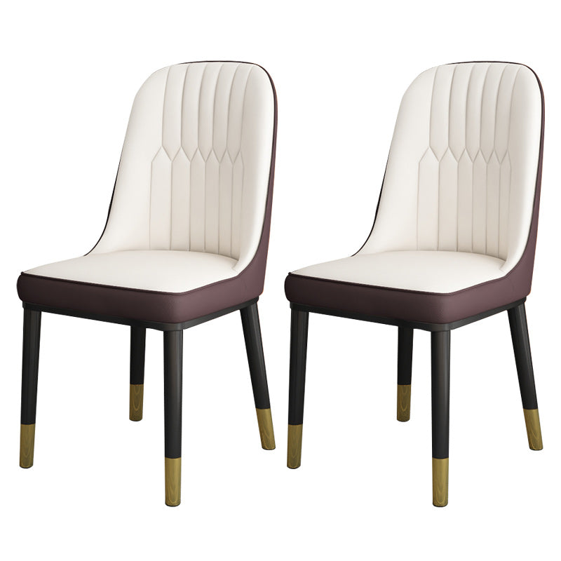 Contemporary Armless Faux Leather and Metal Dining Room Chair