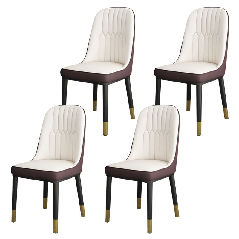 Contemporary Armless Faux Leather and Metal Dining Room Chair