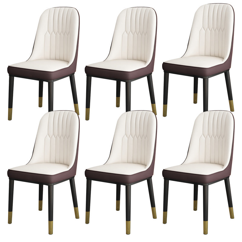 Contemporary Armless Faux Leather and Metal Dining Room Chair