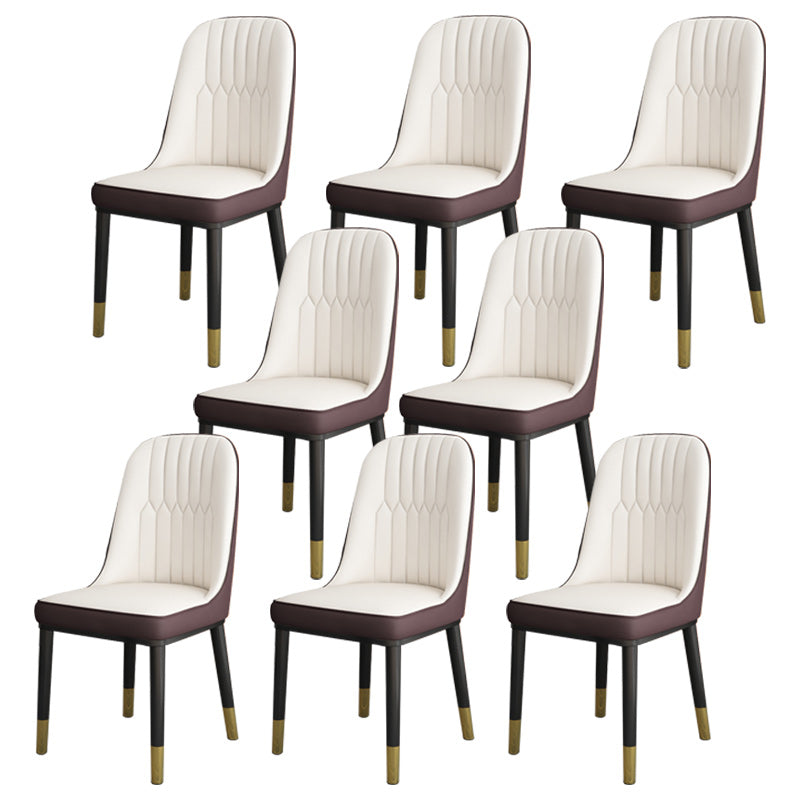 Contemporary Armless Faux Leather and Metal Dining Room Chair