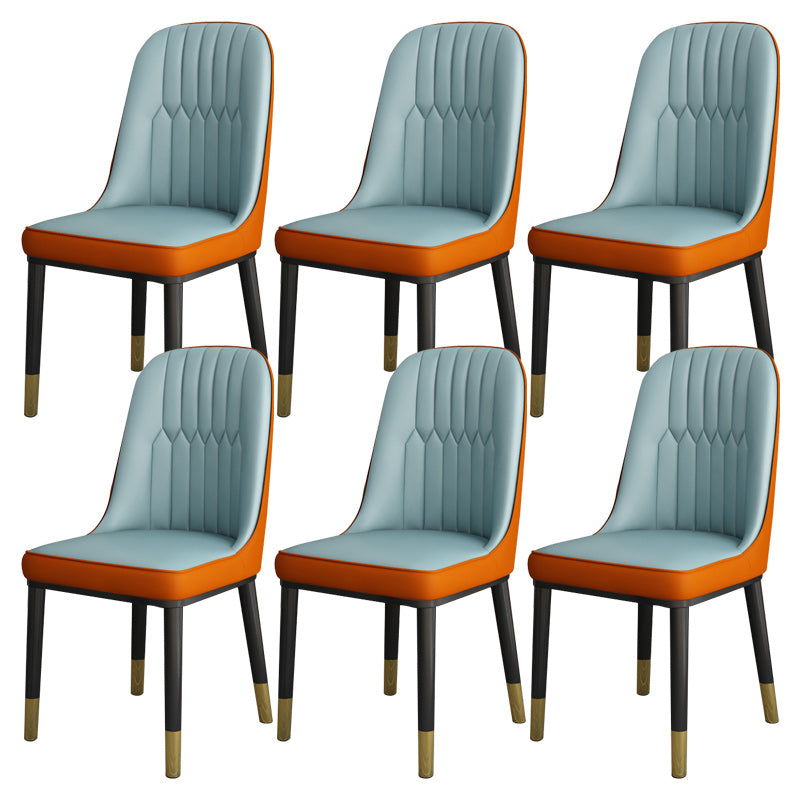 Contemporary Armless Faux Leather and Metal Dining Room Chair