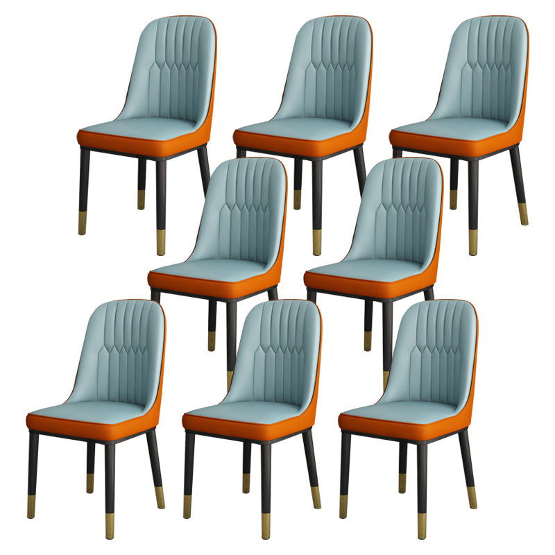 Contemporary Armless Faux Leather and Metal Dining Room Chair