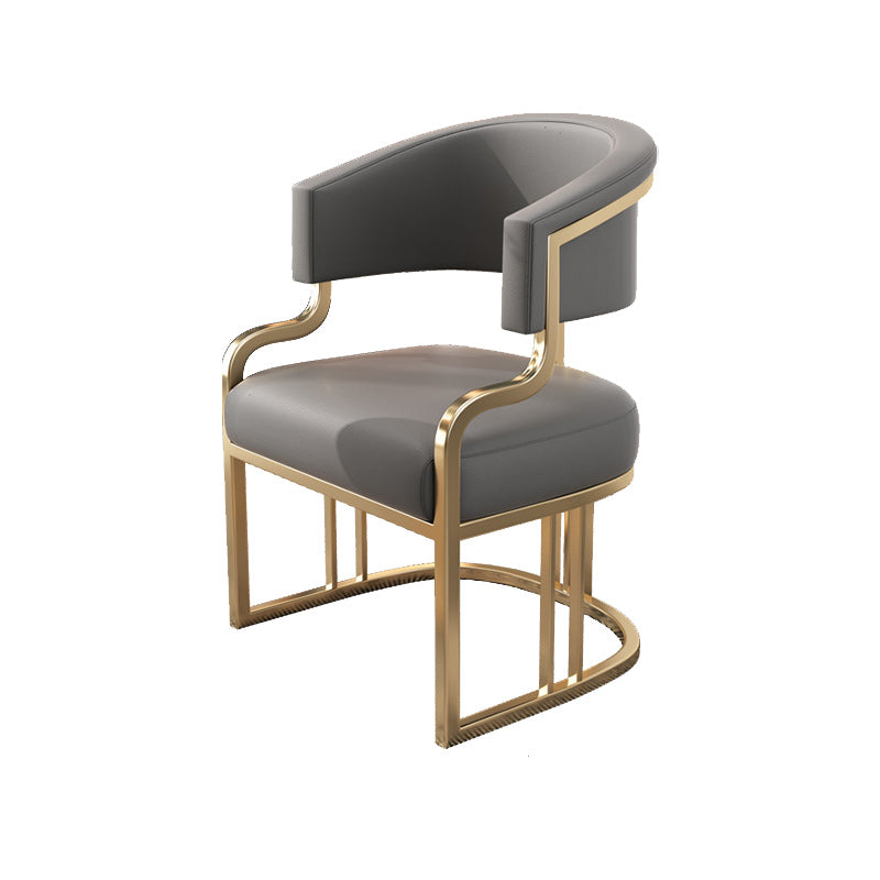 Glam Indoor Gold Base Open Back Upholstered Dining Arm Chair