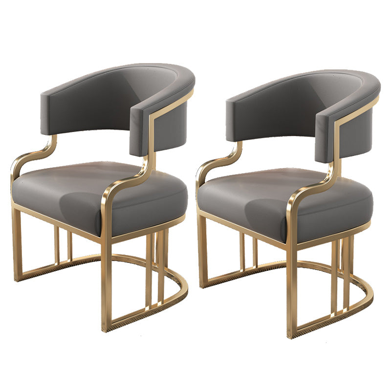 Glam Indoor Gold Base Open Back Upholstered Dining Arm Chair