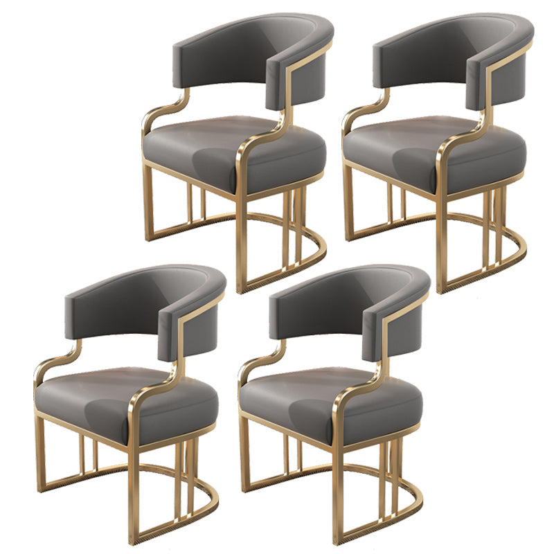 Glam Indoor Gold Base Open Back Upholstered Dining Arm Chair