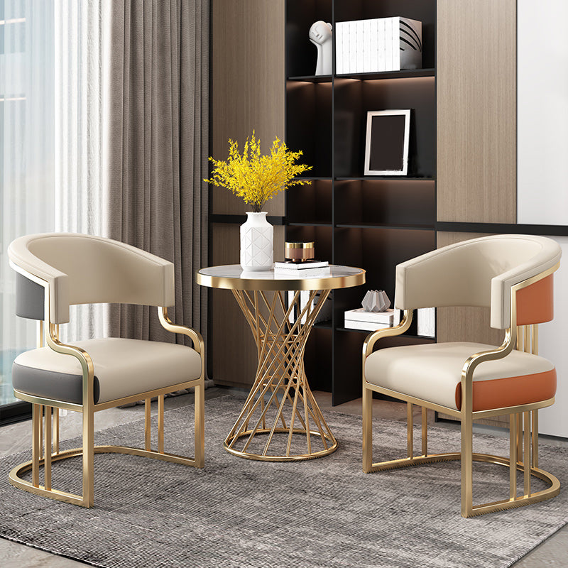 Glam Indoor Gold Base Open Back Upholstered Dining Arm Chair