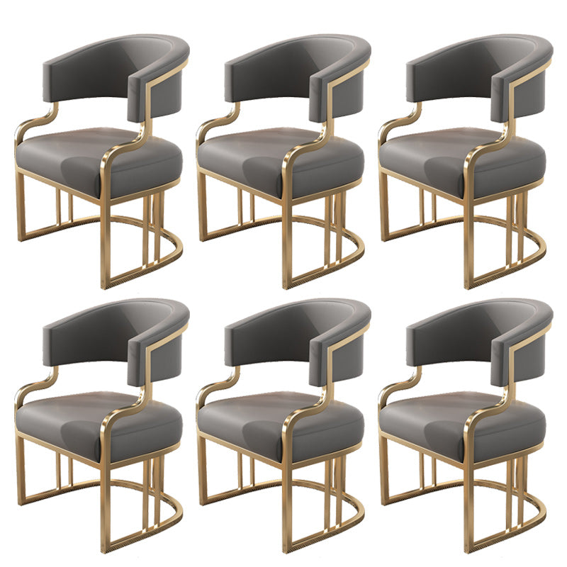 Glam Indoor Gold Base Open Back Upholstered Dining Arm Chair