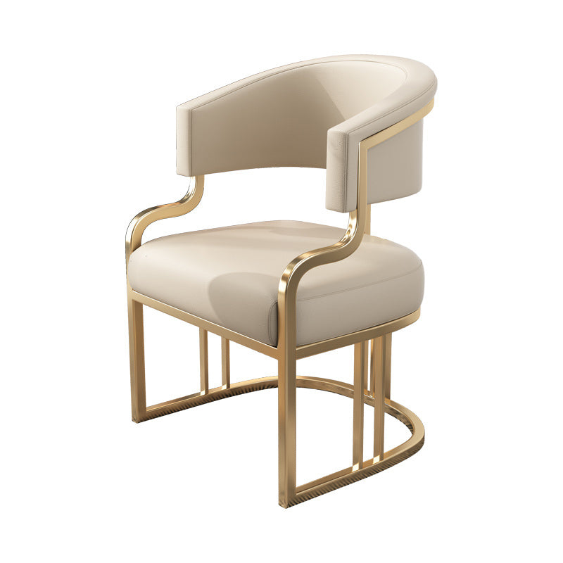 Glam Indoor Gold Base Open Back Upholstered Dining Arm Chair