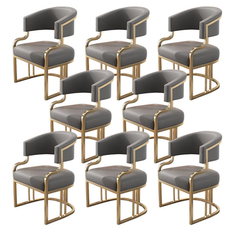 Glam Indoor Gold Base Open Back Upholstered Dining Arm Chair