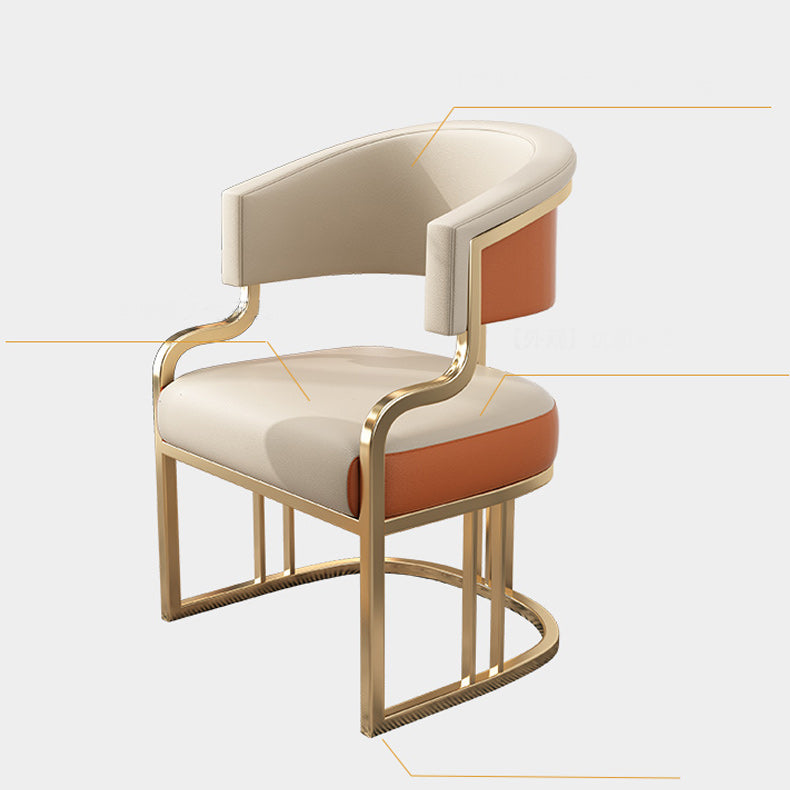 Glam Indoor Gold Base Open Back Upholstered Dining Arm Chair