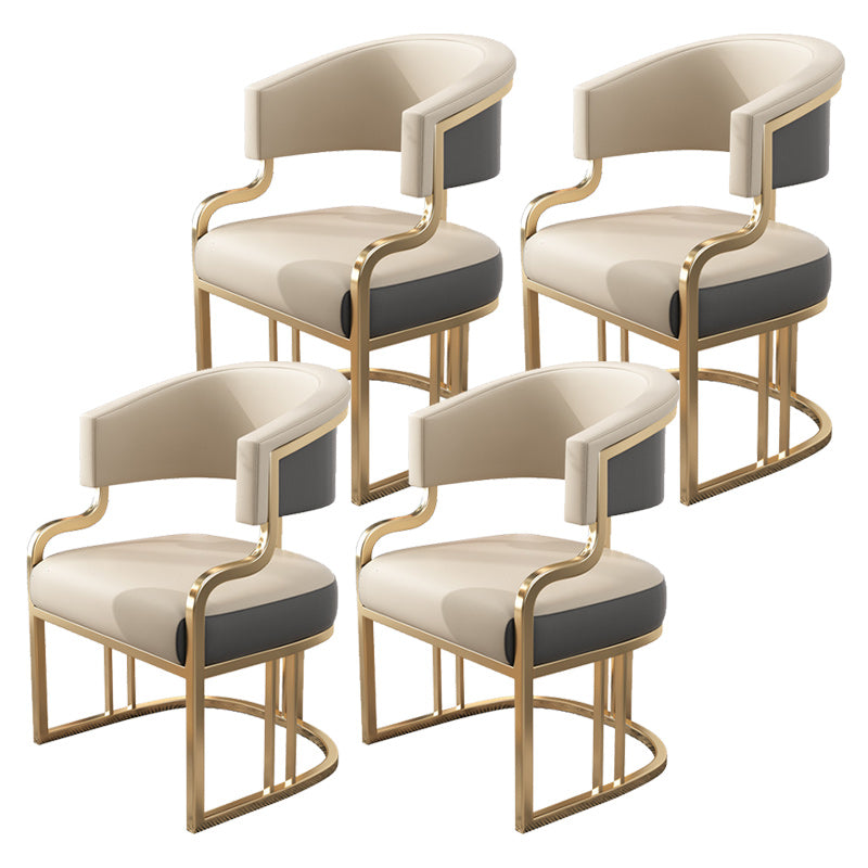 Glam Indoor Gold Base Open Back Upholstered Dining Arm Chair