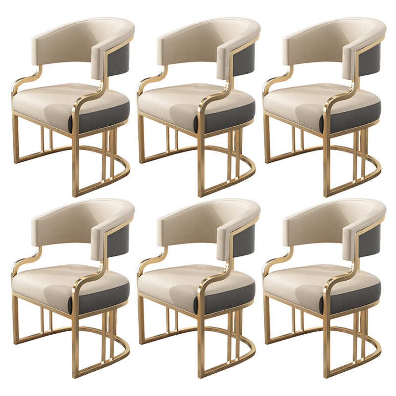 Glam Indoor Gold Base Open Back Upholstered Dining Arm Chair