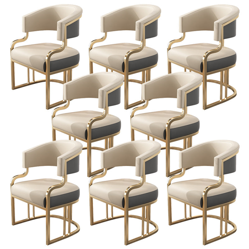 Glam Indoor Gold Base Open Back Upholstered Dining Arm Chair