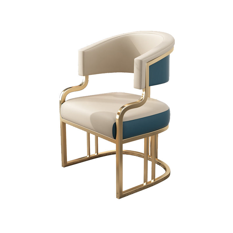 Glam Indoor Gold Base Open Back Upholstered Dining Arm Chair