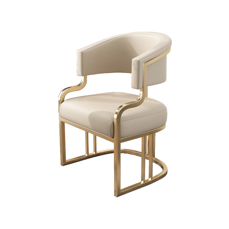 Glam Indoor Gold Base Open Back Upholstered Dining Arm Chair