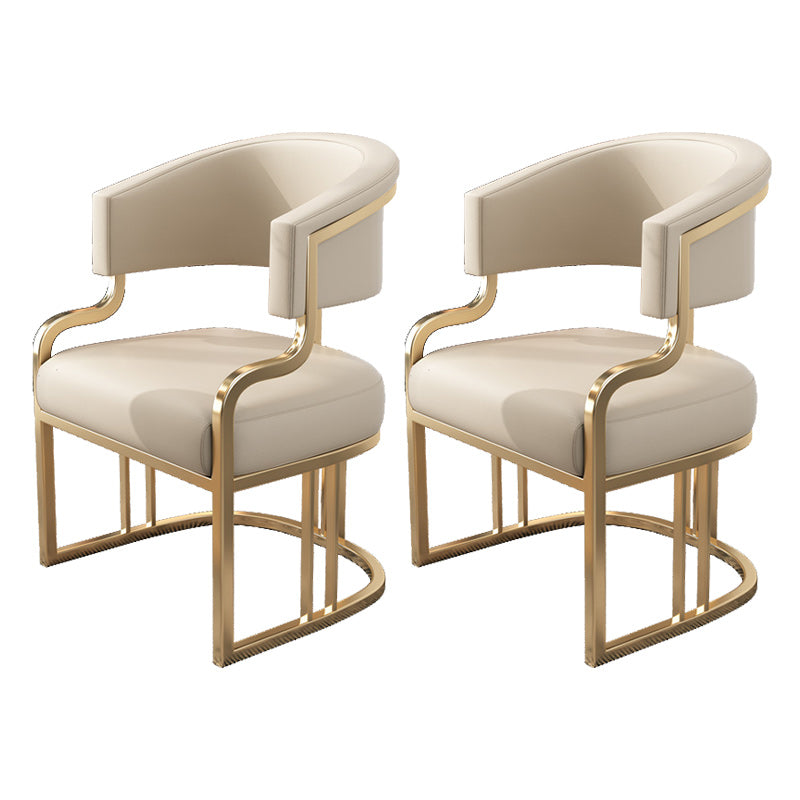 Glam Indoor Gold Base Open Back Upholstered Dining Arm Chair