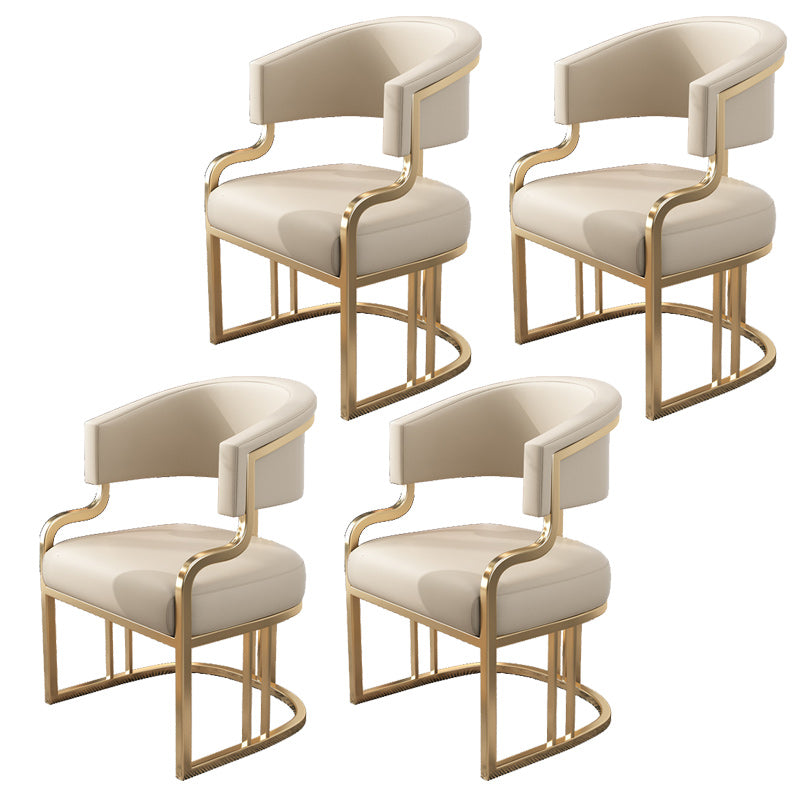 Glam Indoor Gold Base Open Back Upholstered Dining Arm Chair