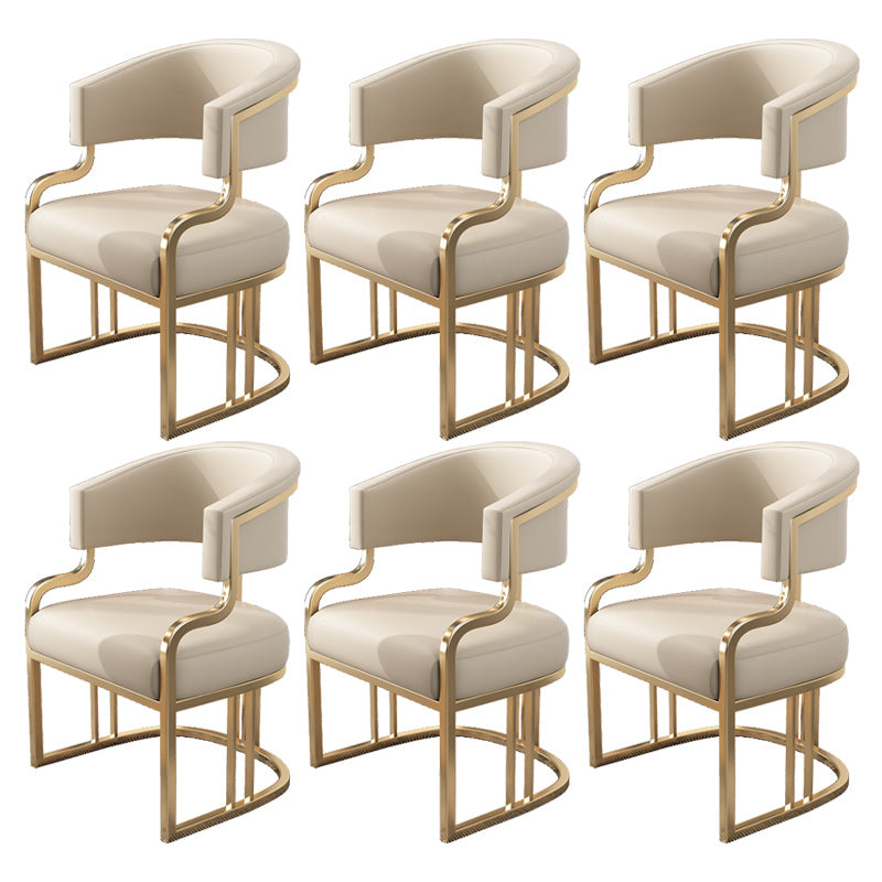 Glam Indoor Gold Base Open Back Upholstered Dining Arm Chair