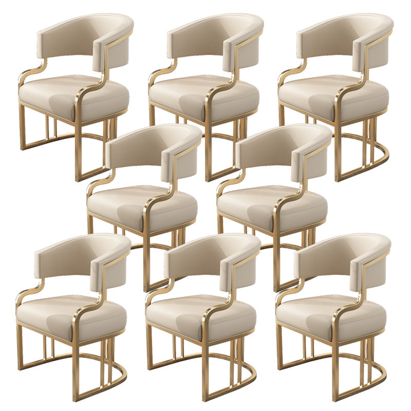 Glam Indoor Gold Base Open Back Upholstered Dining Arm Chair