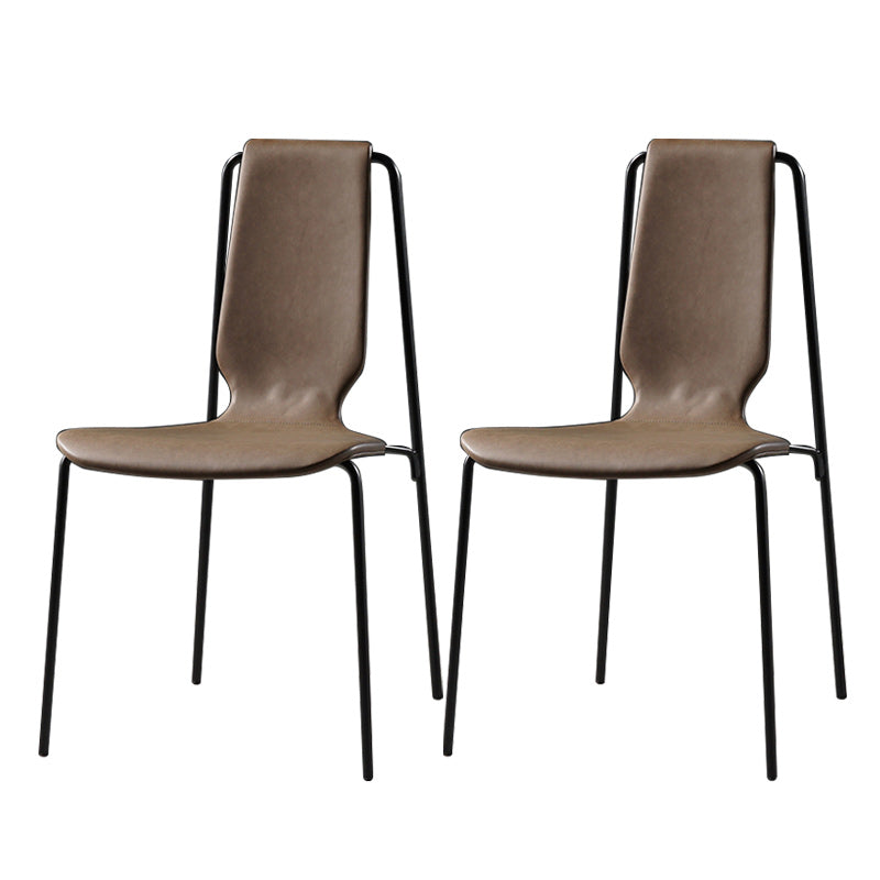 Dining Room Industrial Metal Parsons Dining Side Chair in Black Legs