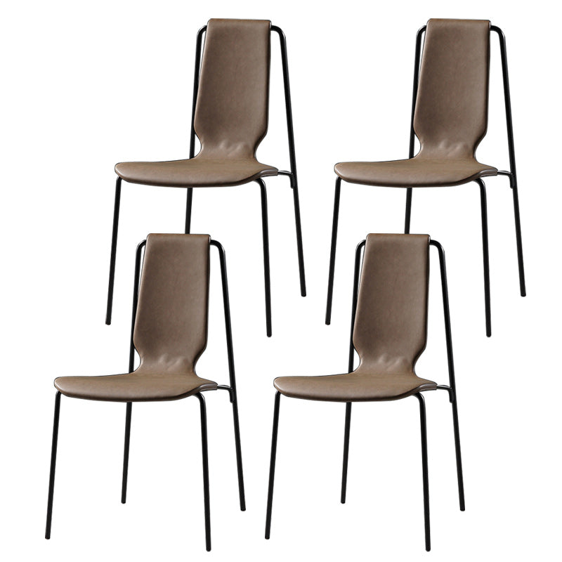 Dining Room Industrial Metal Parsons Dining Side Chair in Black Legs