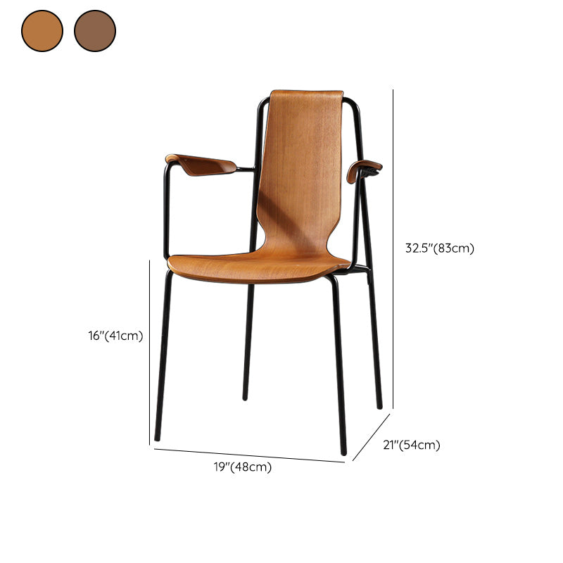 Dining Room Industrial Metal Parsons Dining Side Chair in Black Legs