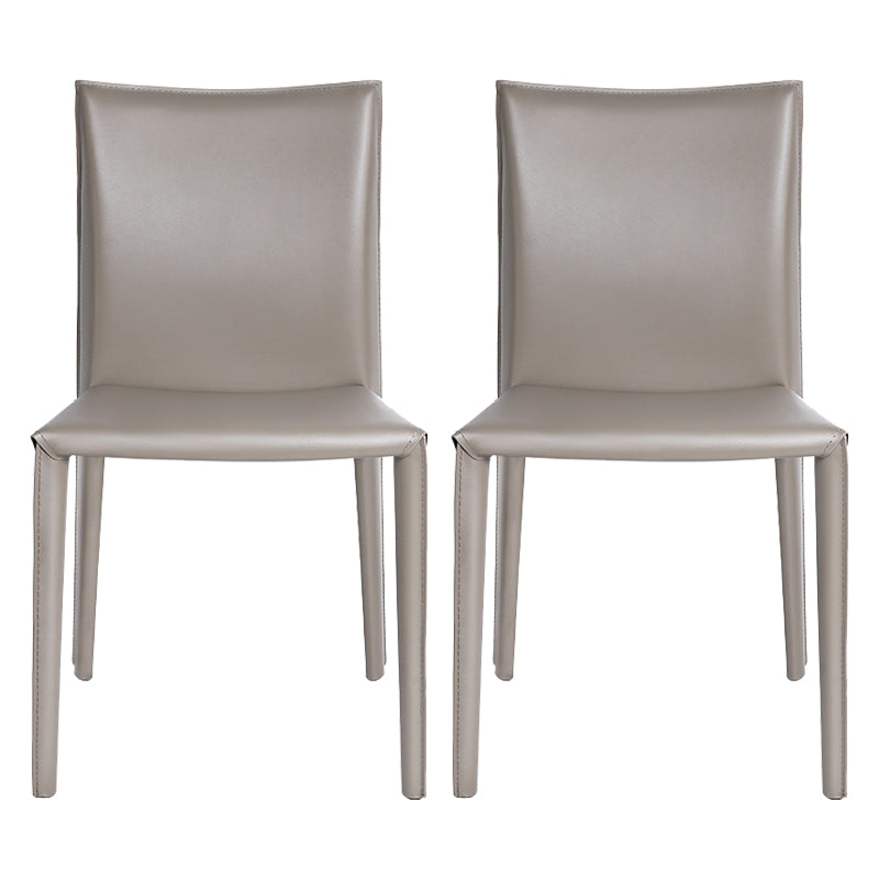 Contemporary Leather Armless Dining Accent Chair in Gray for Home