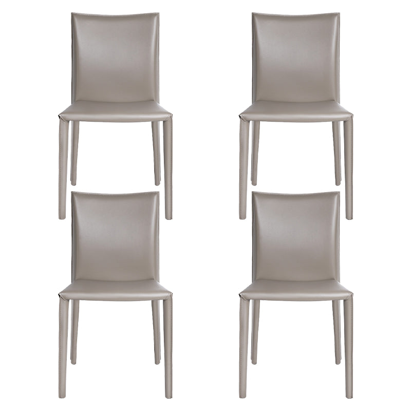 Contemporary Leather Armless Dining Accent Chair in Gray for Home