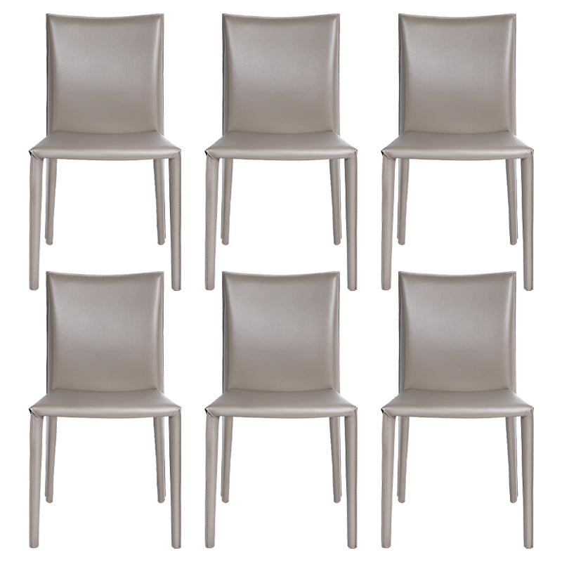 Contemporary Leather Armless Dining Accent Chair in Gray for Home