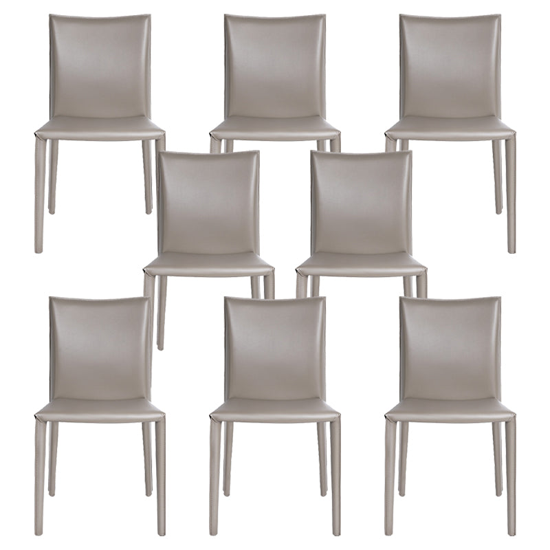 Contemporary Leather Armless Dining Accent Chair in Gray for Home