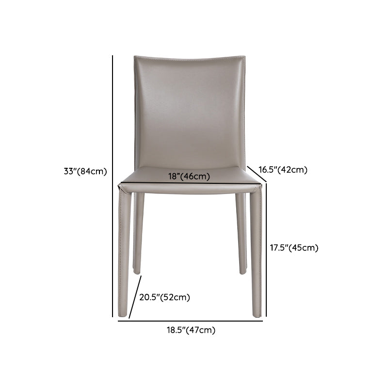 Contemporary Leather Armless Dining Accent Chair in Gray for Home