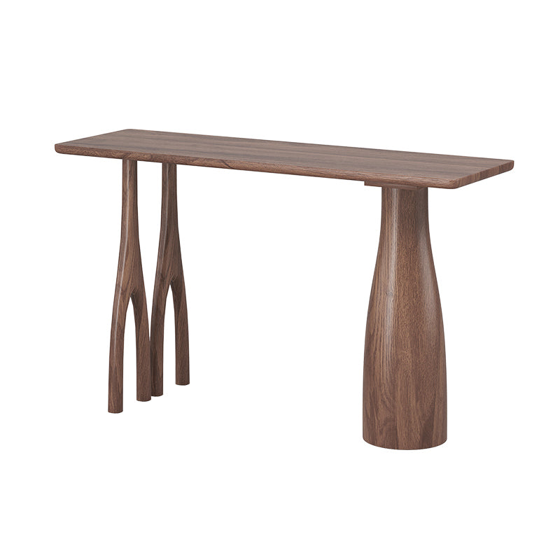 1/3 Pieces Modern Rectangle Solid Wood Counter Table with High Stools in Brown