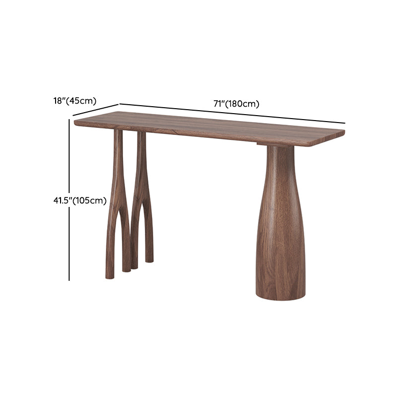 1/3 Pieces Modern Rectangle Solid Wood Counter Table with High Stools in Brown