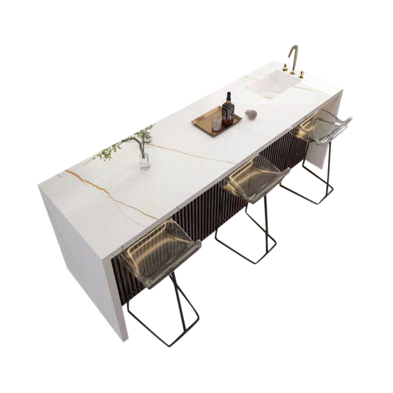 Contemporary White Marble Rectangle Bar Table for Kitchen Dining Room