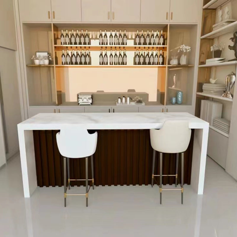 Contemporary White Marble Rectangle Bar Table for Kitchen Dining Room