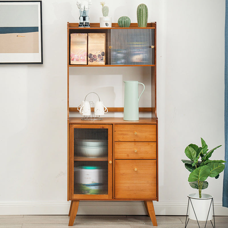 Modern Style Open Storage Buffet Stand Brown Engineered Wood Buffet Sideboard