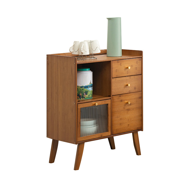 Modern Style Open Storage Buffet Stand Brown Engineered Wood Buffet Sideboard