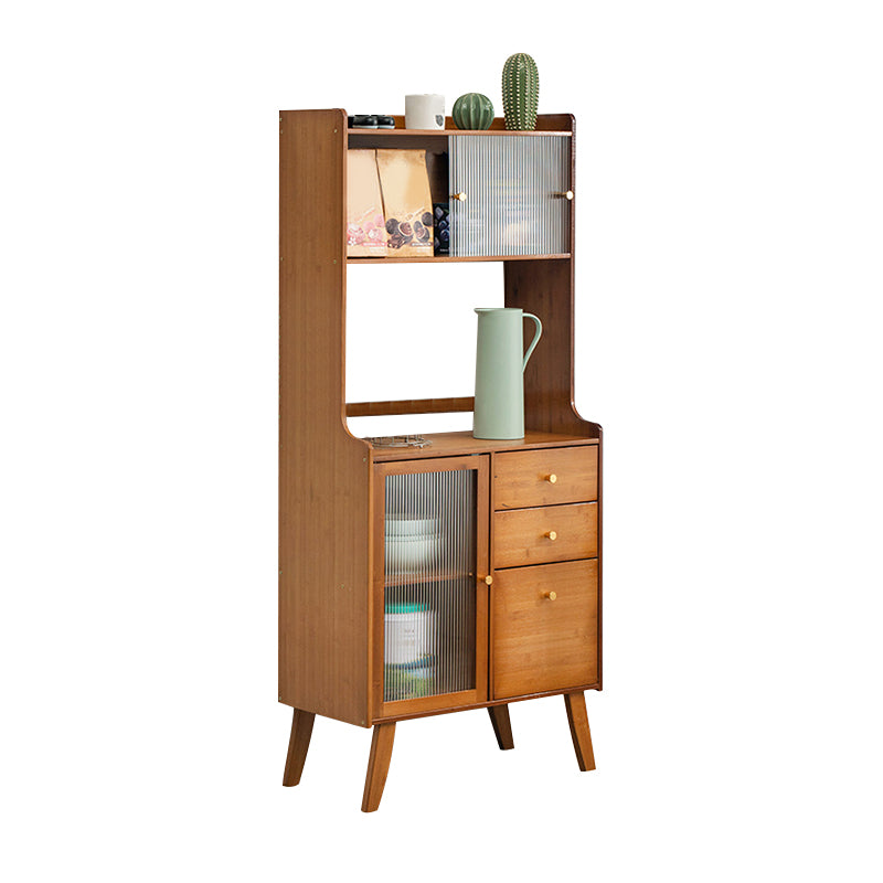 Modern Style Open Storage Buffet Stand Brown Engineered Wood Buffet Sideboard